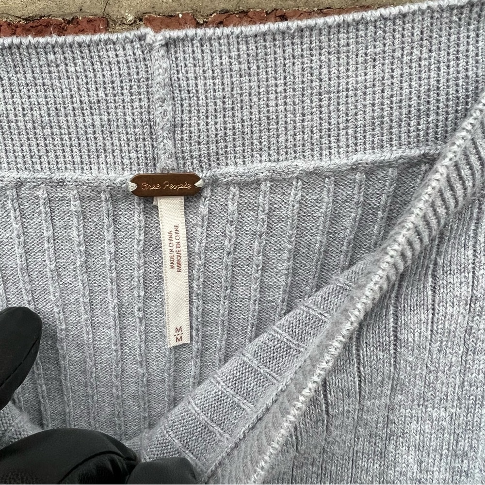 Free People Gray Ribbed Knit High Waisted Midi Skirt - Picture 4 of 4